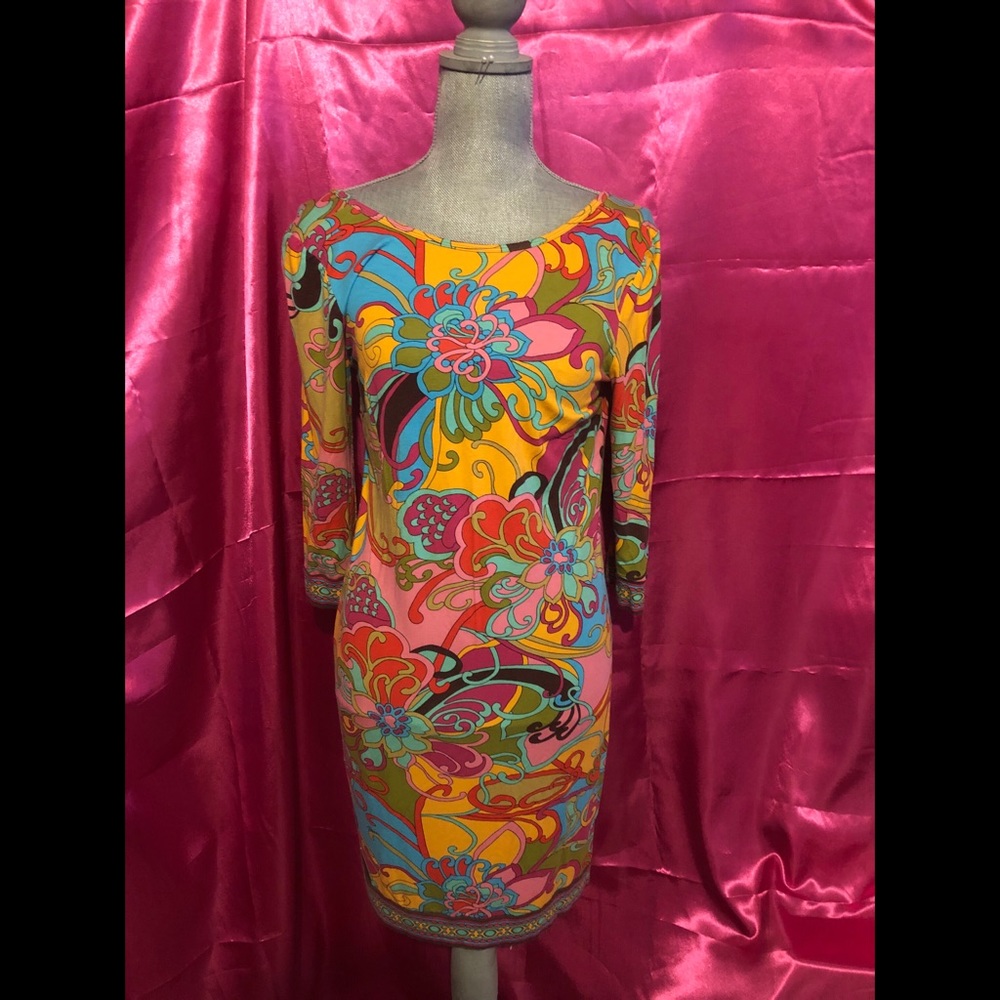 Size 8 Trina Turk Flower Pattern Dress